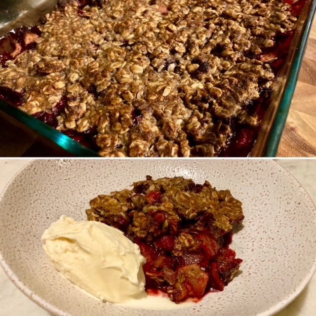 Blueberry and Apple Crumble with Pecan topping – Pepo Farms