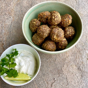 Cheesy Sausage Balls with Pumpkin Seed Flour