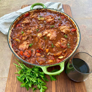 Chicken Cacciatore with Pumpkin Seed Oil