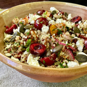 Roast Pumpkin Quinoa & Cherry Salad with Walnut Oil
