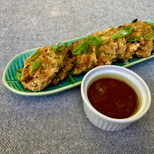 Thai Style Fish Cakes with Sweet n Sour Pumpkin Seed Oil Dressing