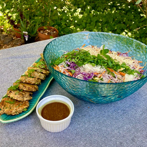 Rice Noodle Salad with a Sweet N Sour Pumpkin Seed Oil Dressing