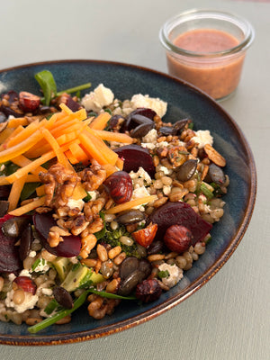 Winter Grain Salad with Raspberry Vinaigrette