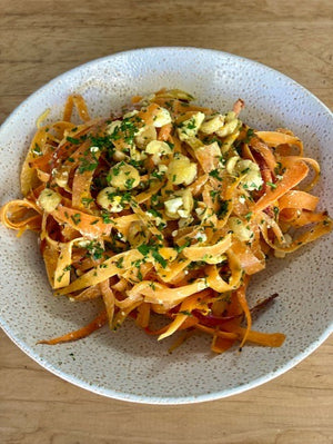 Heirloom carrot and hazelnut salad with zesty orange vinaigrette
